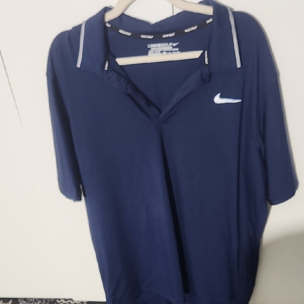 Nike Navy Golf Shirt Polo Shirt with White Logo